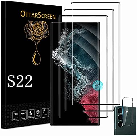 OttarScreen Galaxy S22 Screen Protector【3+1 Pack】 With 1 Pack Camera Lens Protector, Compatible Fingerprint, Easy Installation, 3D Glass 9H Hardness Tempered Glass Screen Protector for Samsung Galaxy S22 5G