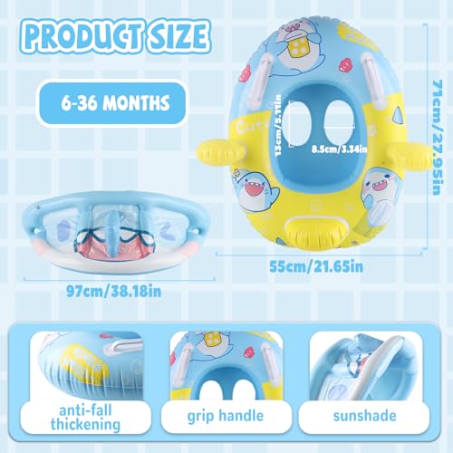 Bouée avec pare-soleil bébé protégeant de la chaleur en piscine - 4