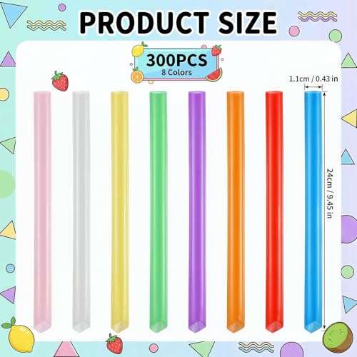 300 Pitillos Jumbo para Batidos, Plástico Colores Varios miniatura 2