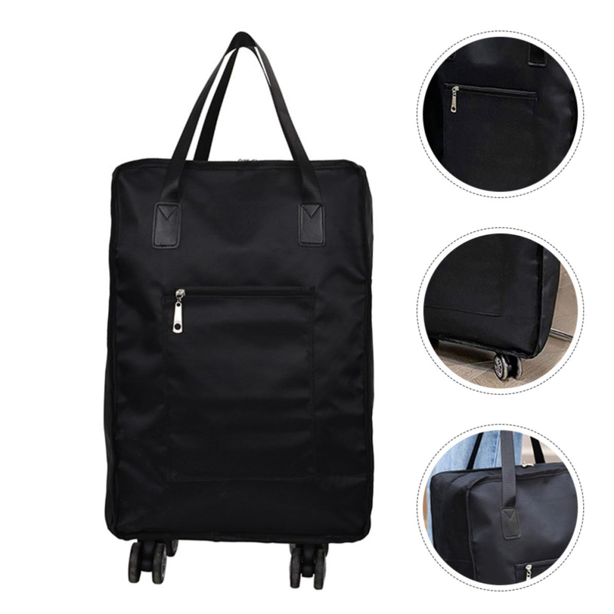 POPETPOP Maleta de Viaje Plegable de Gran Capacidad Diseño Compacto y Ruedas Aplicables, Bolsa de Almacenaje de Ropa Portátil de Tela Oxford para Fin de Semana