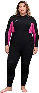 Hevto Plus Size Women Wetsuit 3/2mm Neoprene Full Body Wet Suit Keep Warm for Cold Water Swimming Surfing