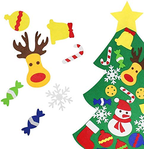 Yeahbeer Felt Christmas Tree For Kids Wall, 3.2Ft Felt Christmas Tree With 30 Detachable Diy Christmas Ornaments,Xmas Gifts, New Year Door Hanging Decorations #TOP3