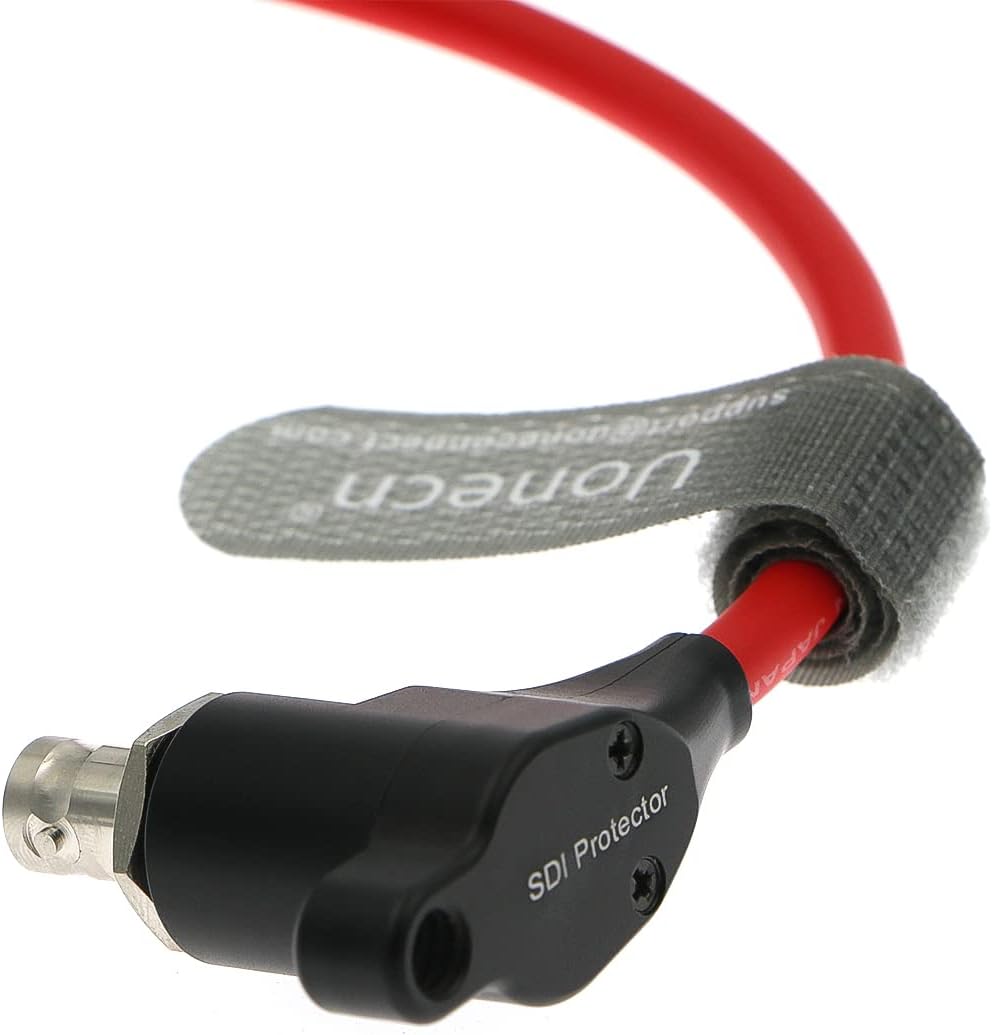 Uonecn HD SDI-Protector Cable SDI Cord Galvanic-Isolators BNC Male to Right Angle BNC Female for RED-Komodo Camera 20CM (Red)