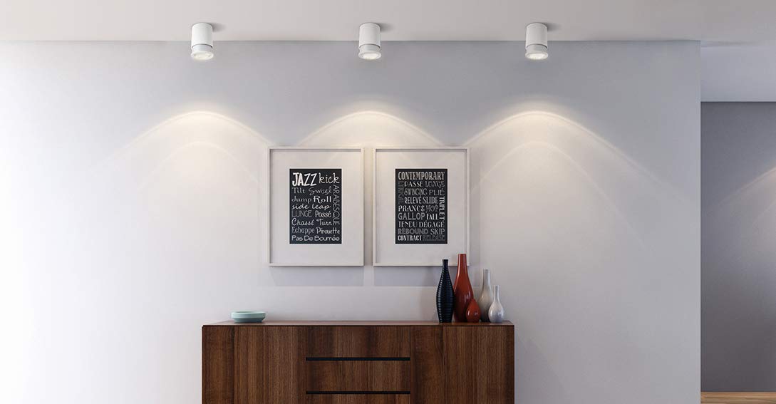 Twister Classic Spot Lampe de Plafond GU10 LED, Facile à Installer avec Crochet, Brevet Protégé, Blanc-Argent, plafonnier sans percer