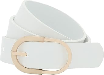 Womens Leather Waist Belts for Jeans Pants with Gold Buckle