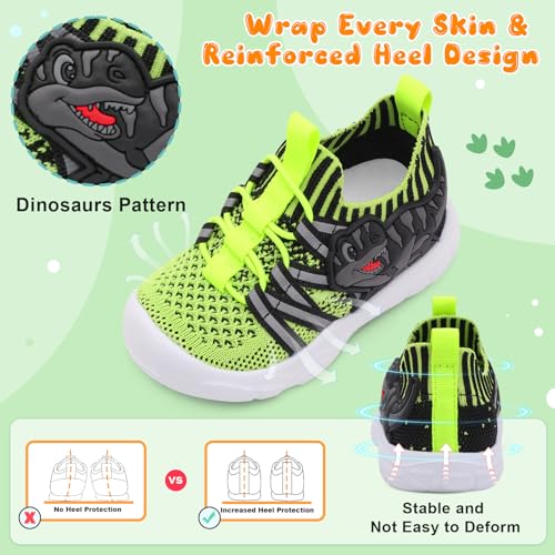 FEETCITY Toddler Shoes Boys Girls Walking Shoes Toddler Slip On Shoes Wide Kids Tennis Shoes Lightweight Toddler Dinosaur Shoes Baby Sneakers4