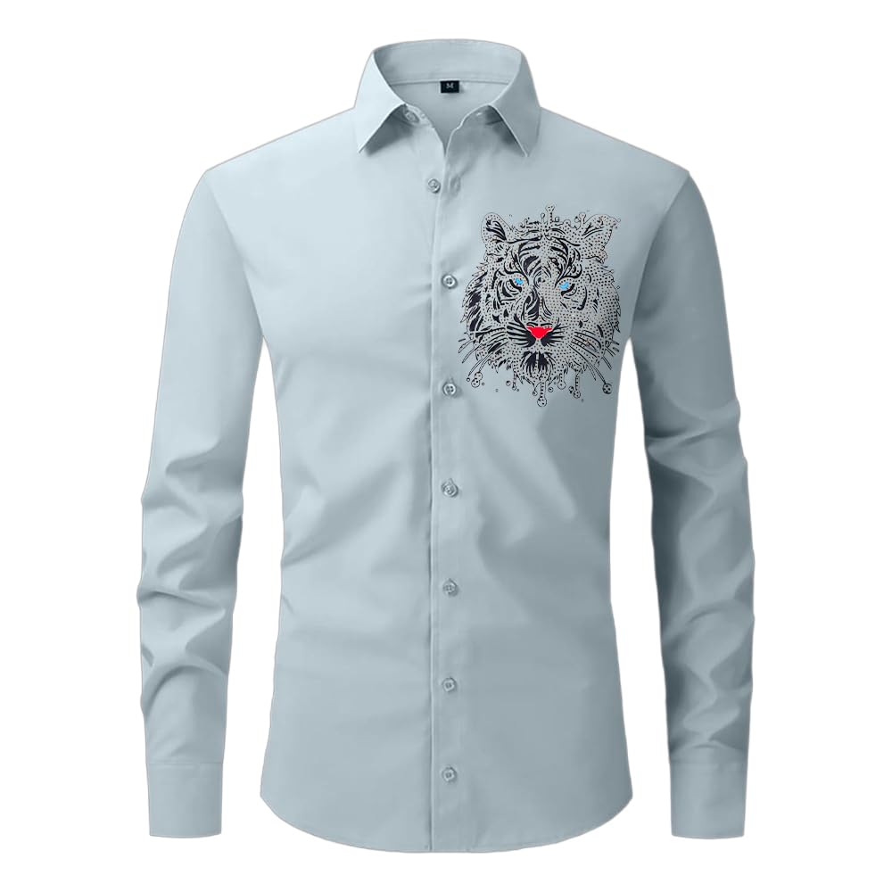 Tiger Designer Premium Cotton Without Pocket Solid Shirt for Man (Pista)