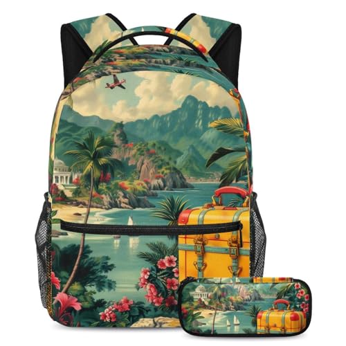Sac à dos et trousse de voyage multicolore pour le collège, le lycée et les sorties