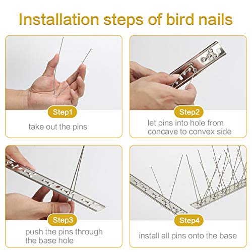 SEEKSEE Pacote com 10 espigões de pássaro – 33 cm, unhas anti-pássaros, repelente de pássaros, de me