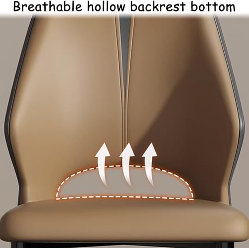 Miniatura 8 de YVYKFZD Juego de sillas de comedor de cuero, silla de comedor con respaldo curvado y patas de metal, sillas de cocina tapizadas, silla de sala de