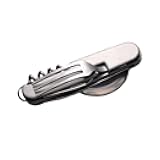 Multifunctional 6-in-1 fork and spoon corkscrew combination/outdoor camping fork/spoon/table knife Military package for hiking, survival and camping (1 set)