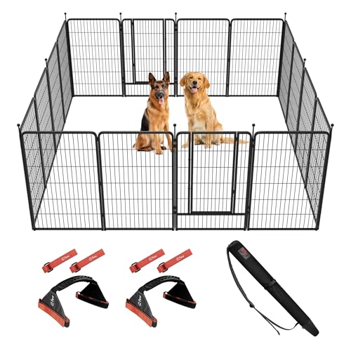 Image of FXW Instant Unleashed Dog Playpen, Portable Pet Fence for Outdoor, RV Trips, and Camping, 45 inch, 16 Panels for Large Dogs with Easy-Carry Straps (2 Pack) and Stake Bag│Patented