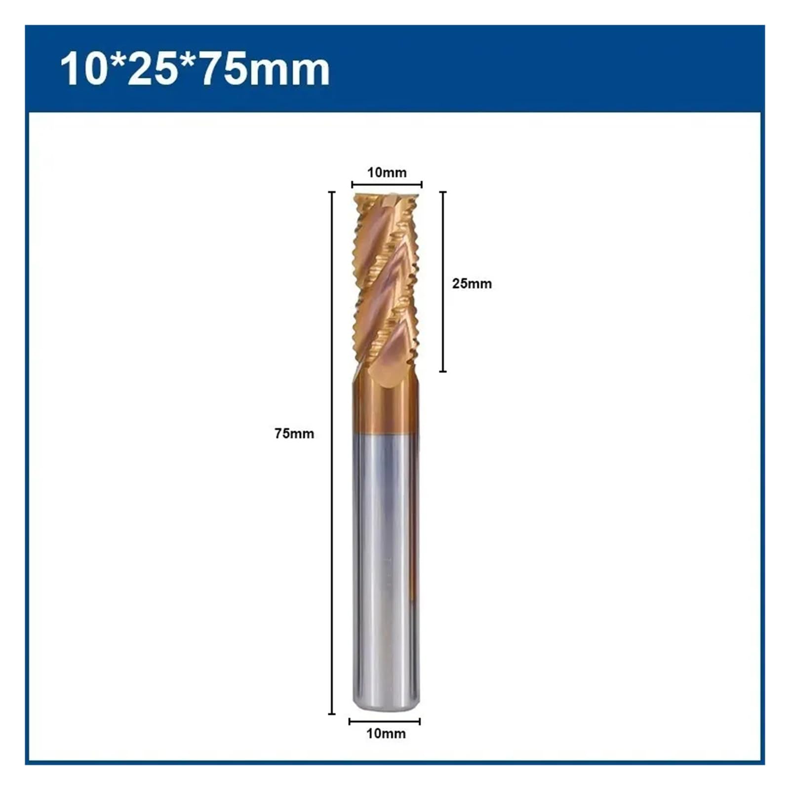 Fresa de extremo de desbaste de 4 flautas, broca rebajadora de CNC de 4-12mm, fresa de carburo con revestimiento de TiCN HRC55 for roscado de Metal(6x20x75L)
