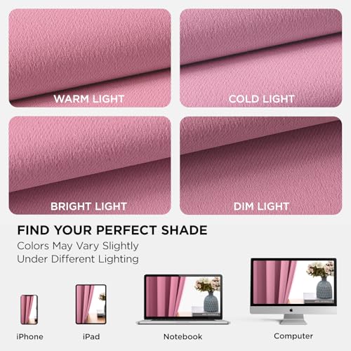 Image of Joydeco Blackout Curtains 84 Inchs Long 42 Wide Black Out Curtains 2 Panels, Thermal Insulated Long Curtain& Drapes Room Darkening Grommet Drapes for Living Bedroom Window (W42 x L84 Inch, Pink)