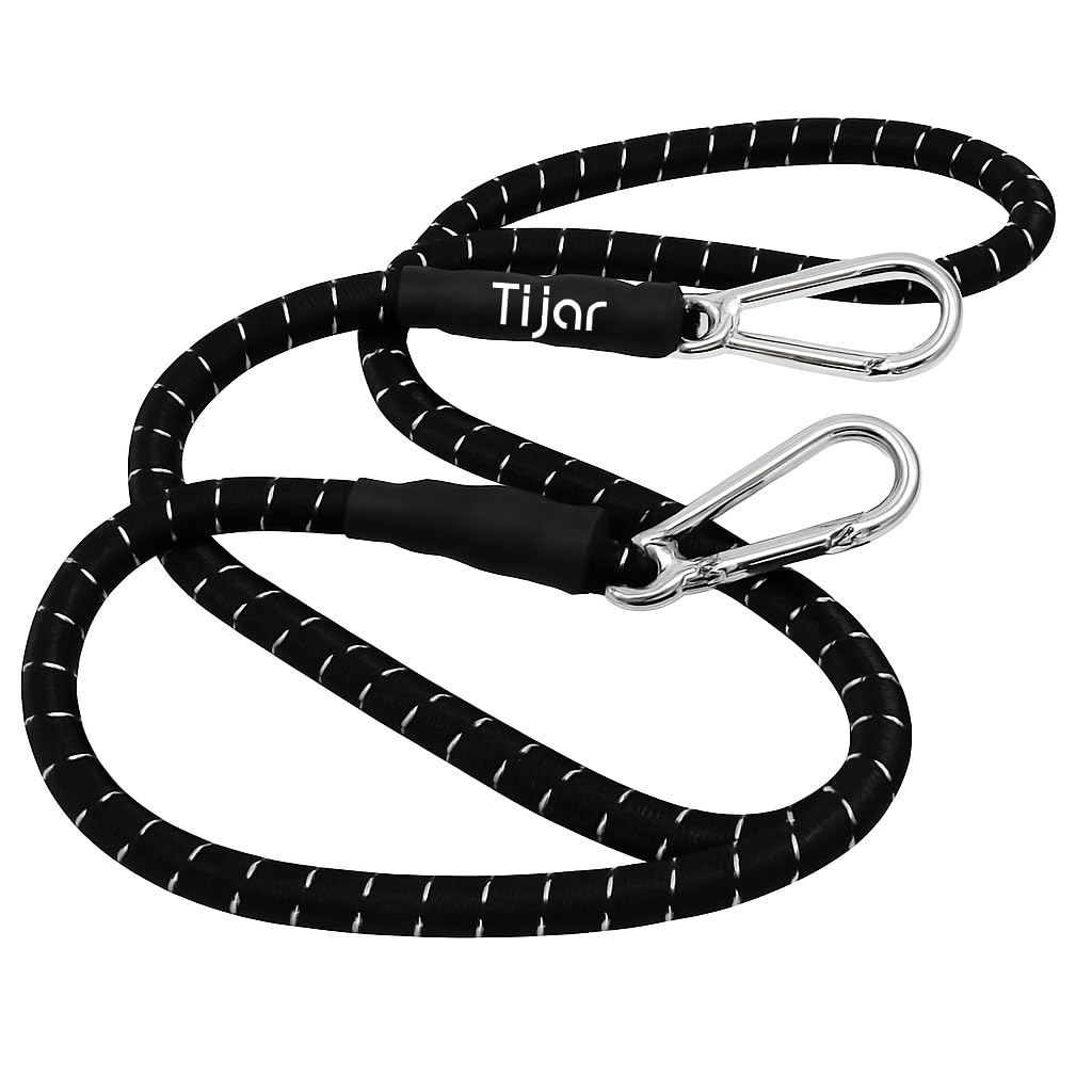 Heavy Duty Bungee Cord 60" (150cm) with Carabiner Clips – Extra Strong Elasticated Tie Down Strap, Durable Shock Cord for Camping, Car, Van, Motorcycle, Luggage & Outdoor Use
