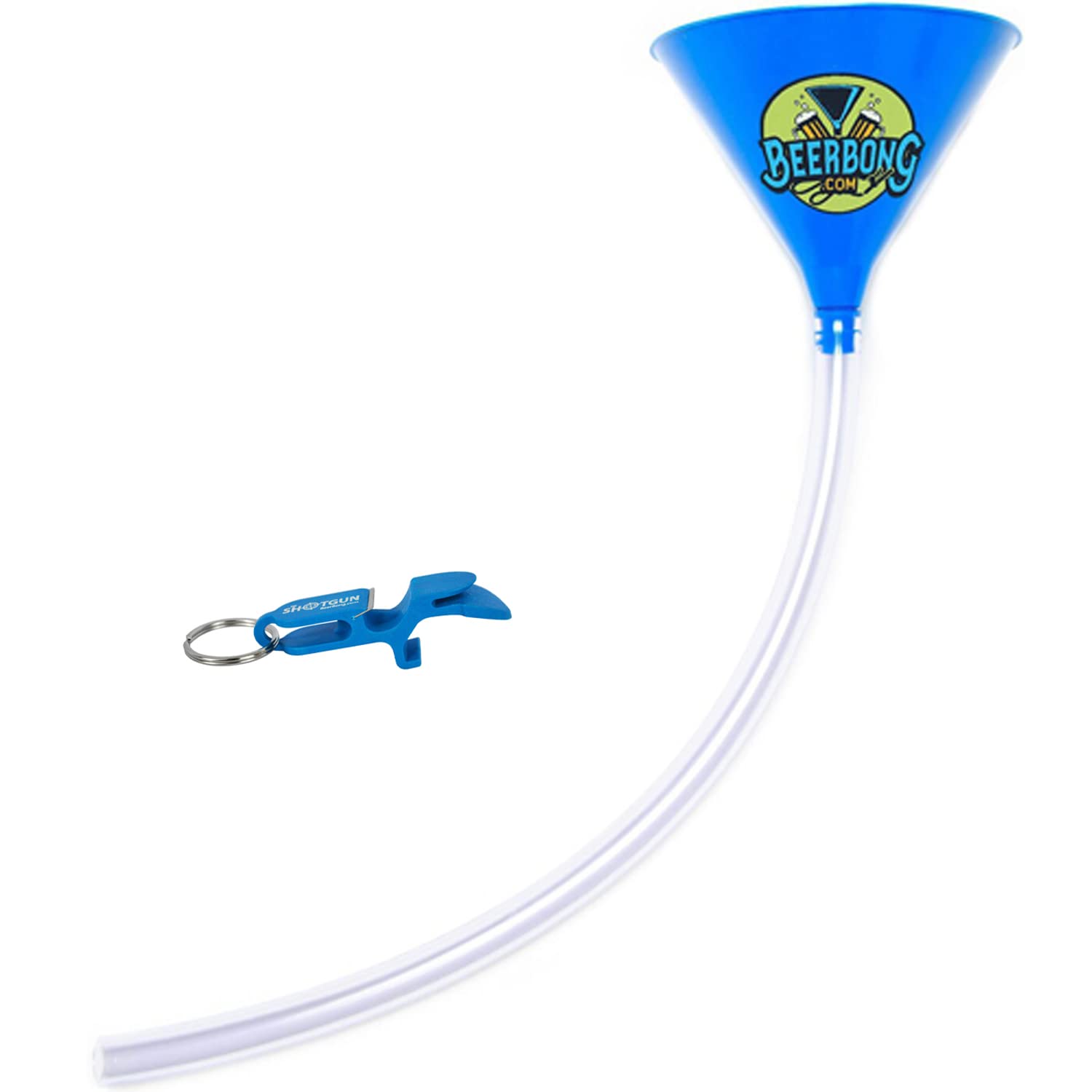 Premier Beer Bong Funnel - 3 Feet Of Premium Tubing, Holds 40 Ounces, Plus Shotgunning Keychain Included With Your Beer Bong, All Made in the USA (Blue)