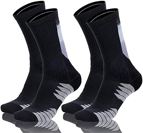 Hylaea Elite Basketball Athletic Socks, Cushioned Performance Running Sport Crew Sock, Moisture Wicking Seamless No BlisterBlack Medium