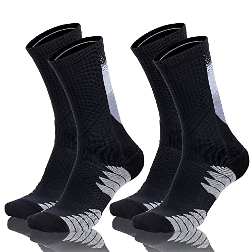 Hylaea Elite Basketball Athletic Socks, Cushioned Performance Running Sport Crew Sock, Moisture Wicking Seamless No Blisterblack Medium #TOP25