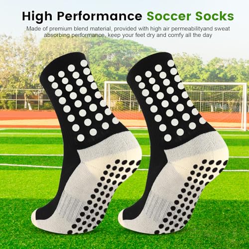 9 Pairs Mens Soccer Socks With Grips Pads Non Slip Football Basketball Sports Training Cushioned Athletic Socks Youth4