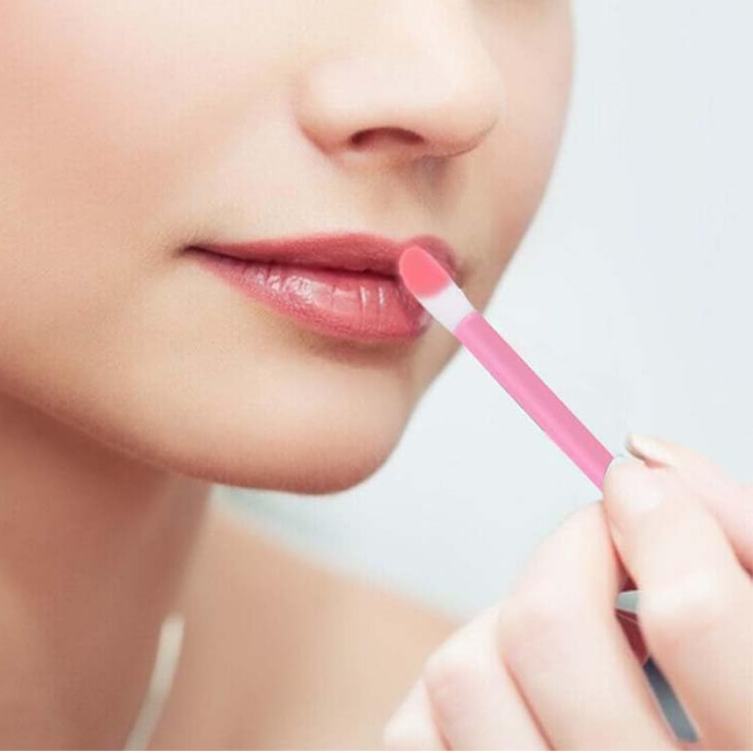 100 Pezzi Pennello Labbra Monouso, Pennello Trucco Rossetto, Pennello Sopracciglia Kit Attrezzi di Bellezza (rosa)