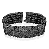 YANCHUN Wide Sequin Choker for Women Punk Thick Black Choker Collar Retro Wide Choker Necklace for W