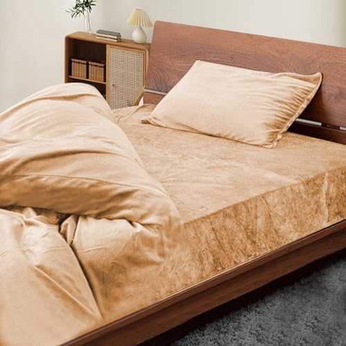 【接触温感・裏起毛2層タイプ】ボックスシーツ あったか 秋冬用 接触温感 マイクロファイバー フランネル 裏起毛 毛抜けにくい 2層タイプ ベッドシーツ ベッドカバー マットレス・敷ふとん兼用 着脱簡単 抗菌防臭 洗える(キング 180x200cm 厚さ3