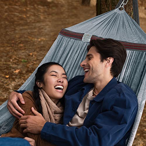 Tranquillo Double Hammock With Stand Included For 2 Persons/Foldable Hammock Stand 550 Lbs Capacity Portable Case - Inhouse, Outdoor, Camping, Grey #TOP6