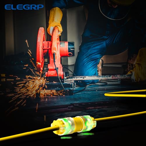 ELEGRP Lighted Straight Blade Electrical Plug and Connector Set 15 Amp 125 Volt NEMA 5-15P NEMA 5-15R 2 Pole 3 Wire Grounding, Commercial Grade, Yellow, 1 Set by ELEGRP - Image 7