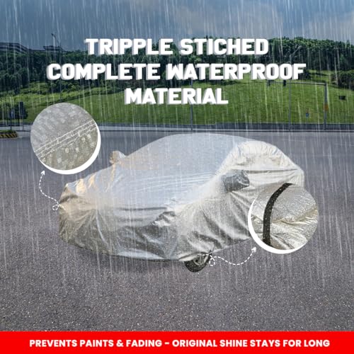 Image of Autofact Waterproof Car Body Cover Compatible with Citroen C5 with Mirror Pockets (Shinning Silver)