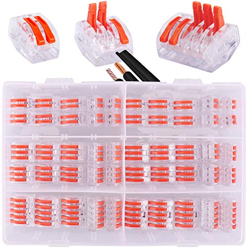 70 stuks verbindingsklemmen met hendel, 20 stuks klemmen 2 polig, 30 stuks klemmen 3 polig, 20 stuks klemmen 5 polig