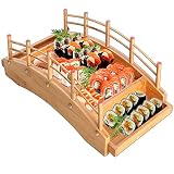 FrZslpka【Upgraded Sushi Boat, Sushi Boat Serving Tray Extra Large, Sushi Bridge Serving Plate, Wood