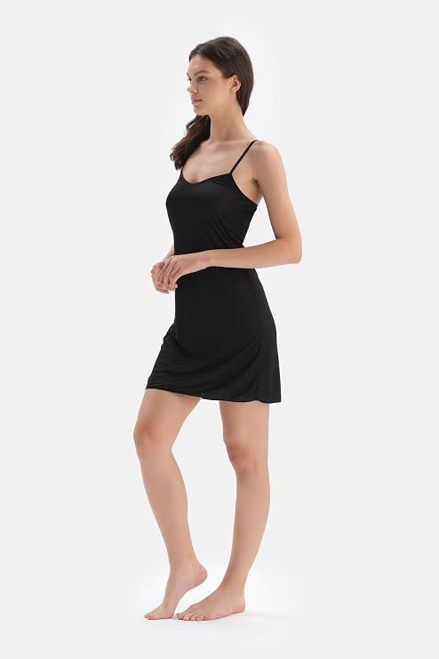 Dagi Kadın 4010Kc Askılı Jüpon, Örme, Siyah, 42