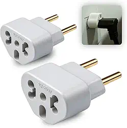 Kit 2 Adaptadores de Tomada Plug 10A / 20A até 250V – Bivolt 110V / 220V – Adaptador Benjamin Premium para Eletrodomésticos, Carregadores, Computadores, Secadores, Airfryer