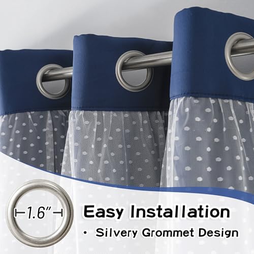 Image of MYSKY HOME Navy Blue Blackout Curtains for Kids Bedroom 52Wx84L,2 Panels