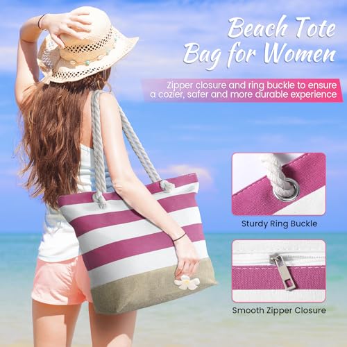 Tavaleu Beach Bags for Women, Large Beach Tote Bag Waterproof Sandproof, Swim Pool Bag with Zipper4