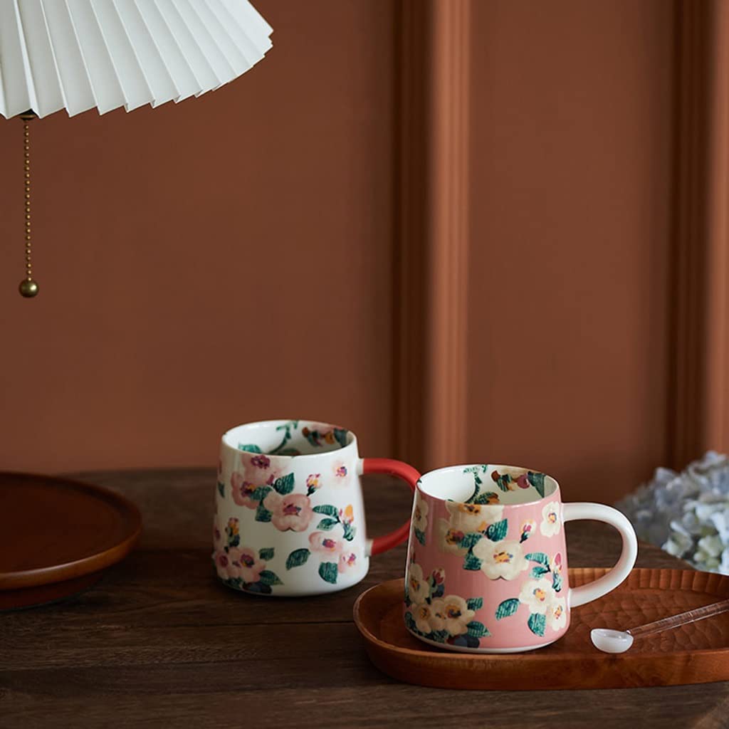 Kubki seCeramic Coffee Mugs, Ceramiczny kubek Ceramic Flower Kubek Kreatywny Nowatorski Kubek do mleka Retro Kubek do kawy Amerykański Duży Kaliber Malowany Ręcznie Kubek Porcelanowy Kubek (Kolor: