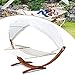 Produktbild Hengda® Hängematte mit Gestell Hängemattengestell Hängematten Holz +Dach bis 200kg für Garten, Terrasse und Haus 415cm