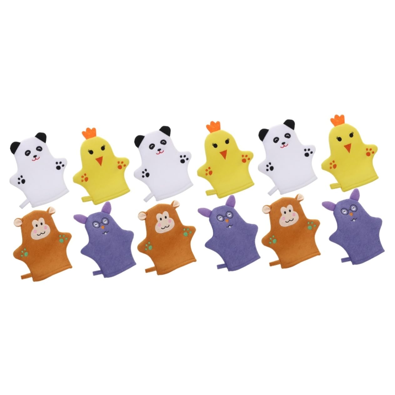 COLLBATH Juego De 3 Guantes De Baño Con Dibujos Animados Para Niños Con Forma De Animales Suaves Y Exfoliantes 4 Unidades X 3