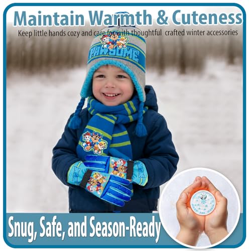 Image of Nickelodeon Boys' Paw Patrol Winter Hat Set - 3 Piece Beanie, Gloves or Mittens, and Scarf (2-7)