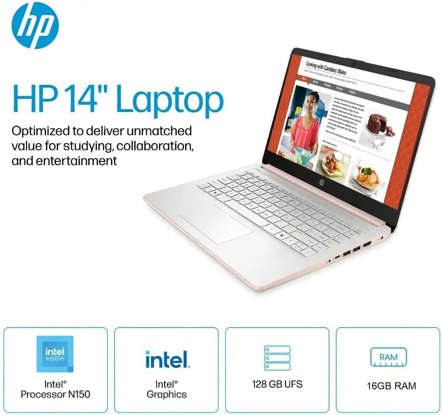HP 14 Laptop con Intel N150, 16GB RAM, 384GB, Windows 11 Pro miniatura 3