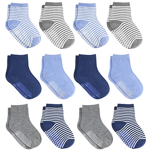 Image of Debra Weitzner 12 Pairs Non-Slip Toddler Socks With Grips for Baby Boys and Girls Anti-Slip Crew Socks for Infant's and Kids