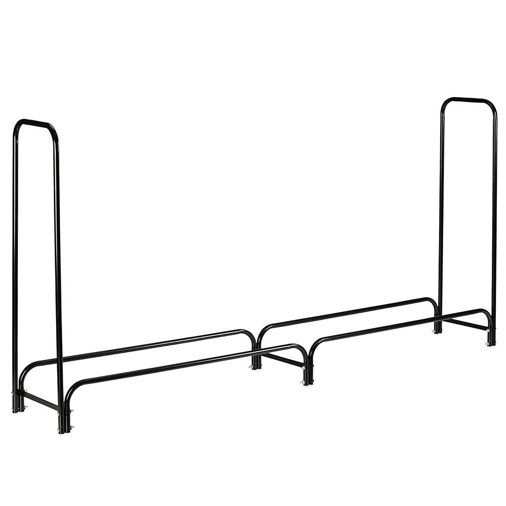 BAKAJI Stojak na drewno Stojak na drewno metalowa rama metalowa uchwyt na drewno wewnątrz na zewnątrz drewno dom ogród kominek kominek piec nowoczesny design (240 x 120 x 35 cm)