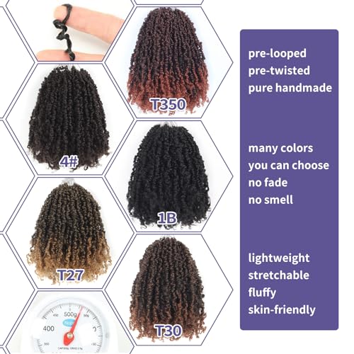 Datanala Yanky Twists Crochet Braiding Hair 10 Inch 9 Packs Crochet Hair with Curls Micro Spring Twists Crochet Hair Pre-looped Curly Crochet Braids Hair Extensions for Women (1B#, 10inch) - Image 6