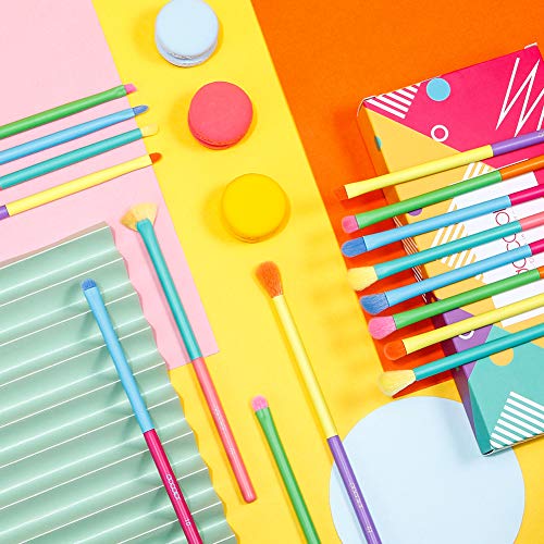 Docolor Eye Makeup Brushes 16Pcs Colorful Eyeshadow Makeup Brush Set Professtional Eyeshadow Brushes With Soft Synthetic Hairs & Real Wood Handle For Eyeshadow, Eyebrow, Eyeliner, Blending #TOP7