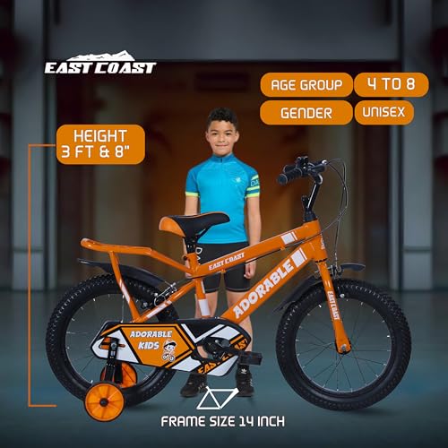 Image of EAST COAST Adorable 16T Cycle for Kids 4 to 8 Years- Bicycle for Kids 95% Pre-Assembled (Orange)