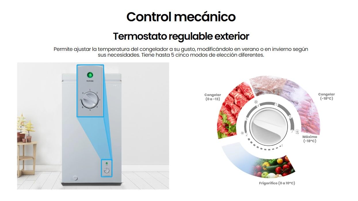 Infiniton | CH-80H84WEH - Congelatore a cassone | Fast Freezing | Compressore Silent Design | Blocco di sicurezza | Maniglia integrata | Dual System | Defrost 4D | Finitura bianca | Capacità 78 litri