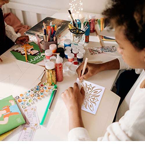 ARTIBETTER 9Pcs Mandala Pontilhados Stencils Reusáveis â€‹â€‹Branco Mandala Stencil Template Pintura