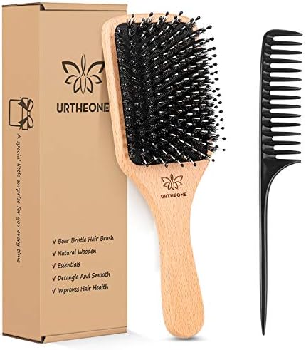 Hair Brush Boar Bristle Hairbrush for Thick Curly Thin Long Short Wet or Dry Hair Adds Shine and Makes Hair Smooth, Best Paddle Hair Brush for Men Women Kids