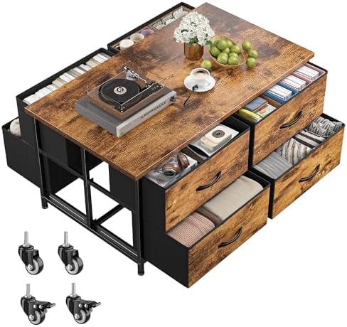 EnHomee Coffee Table with Storage, Modern Coffee Tables for Livin...