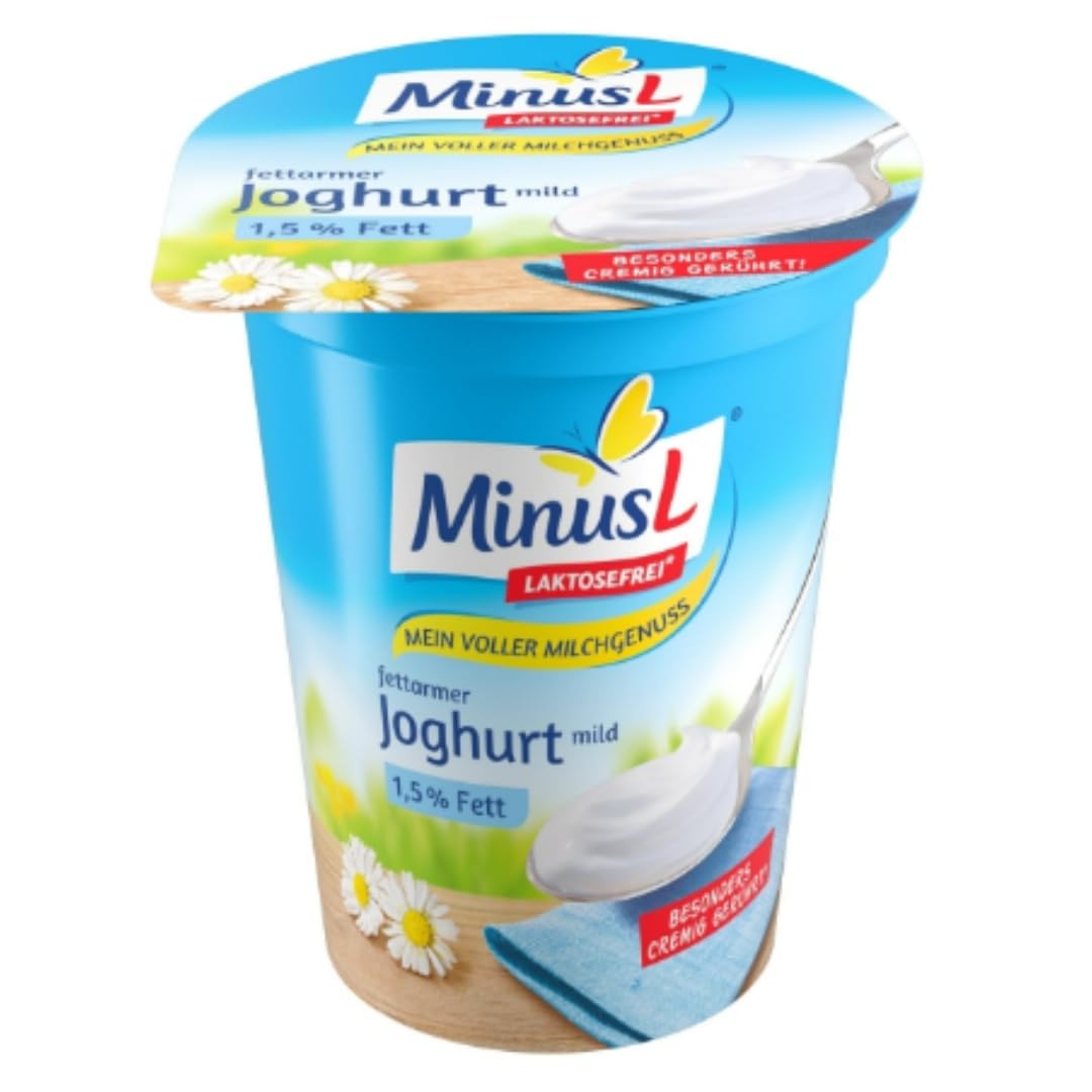 Minus L fettarmer Joghurt mild laktosefreien 1,5% Fett Joghurt 400 Gramm x 2 Stück [Frischegarantie] mit Pufai Grıcery